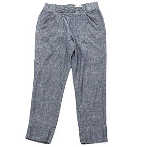 Womens VanHeusen Linen Mid Rise Skinny Crop Blue Joggers Size 10 Beach Boho